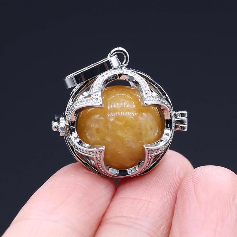 Women Necklace Pendant Four-Leaf Cage Pendant for DIY Jewelry Making