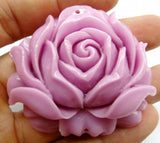 Chinese Organic Cinnabar Natural Quartz Crystal Carve Pink Flower Charm Pendant