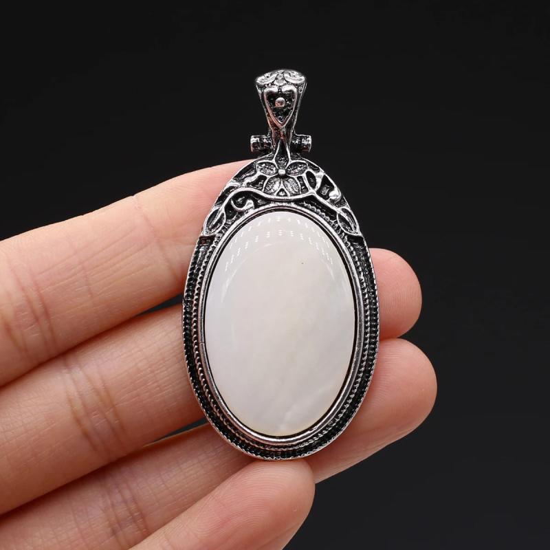 Natural Stone Pendants Tibetan Silver for Jewelry Making