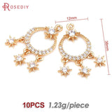 10PCS 18K Brass Zircon Star Charms Pendants Earrings Accessories