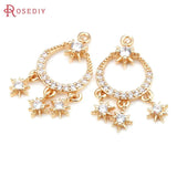 10PCS 18K Brass Zircon Star Charms Pendants Earrings Accessories