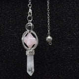 Pink Crystal Merkaba Dowsing Pendulum Quartz Reiki Healing Pendant