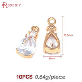 10PCS 18K Brass Zircon Drop Shape Earrings Charms Pendants DIY Jewelry