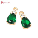 10PCS 18K Brass Zircon Drop Shape Earrings Charms Pendants DIY Jewelry