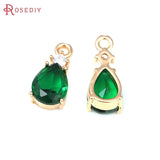 10PCS 18K Brass Zircon Drop Shape Earrings Charms Pendants DIY Jewelry