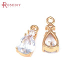 10PCS 18K Brass Zircon Drop Shape Earrings Charms Pendants DIY Jewelry