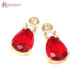 10PCS 18K Brass Zircon Drop Shape Earrings Charms Pendants DIY Jewelry