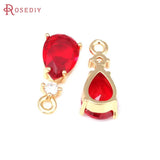10PCS 18K Brass Zircon Drop Shape Earrings Charms Pendants DIY Jewelry
