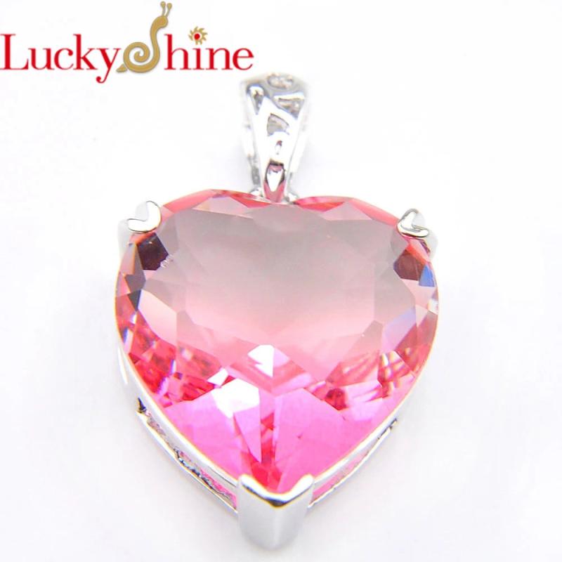 Huge Heart Bi Colored Tourmaline Silver Pendant for Necklaces