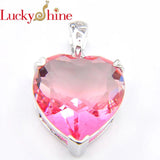 Huge Heart Bi Colored Tourmaline Silver Pendant for Necklaces