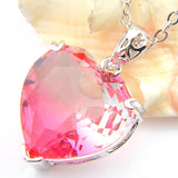 Huge Heart Bi Colored Tourmaline Silver Pendant for Necklaces