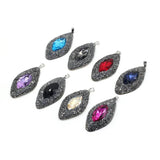 Natural Stone Eye Shape Charm Pendant DIY Necklace Jewelry Gift 30x65mm