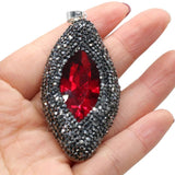 Natural Stone Eye Shape Charm Pendant DIY Necklace Jewelry Gift 30x65mm