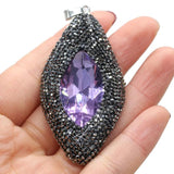 Natural Stone Eye Shape Charm Pendant DIY Necklace Jewelry Gift 30x65mm