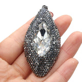 Natural Stone Eye Shape Charm Pendant DIY Necklace Jewelry Gift 30x65mm