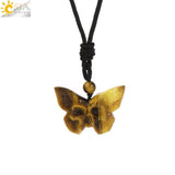 CSJA Butterfly Pendant Ghost Face Healing Quartz Necklace Halloween Jewelry