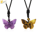 CSJA Butterfly Pendant Ghost Face Healing Quartz Necklace Halloween Jewelry