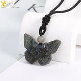 CSJA Butterfly Pendant Ghost Face Healing Quartz Necklace Halloween Jewelry