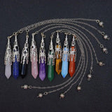 Pink Quartz Lapis Pendulum for Dowsing Reiki Stone Amulet