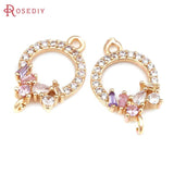 6PCS 18K Brass Zircon 2 Holes Connect Charms Pendants Diy Earrings Accessories