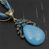 Vintage Bohemian Turquoise Rhinestone Necklace