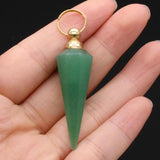 Natural Stone Perfume Bottle Pendant Cone Amethyst/Rose Quartz/Unakite