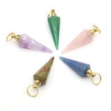Natural Stone Perfume Bottle Pendant Cone Amethyst/Rose Quartz/Unakite