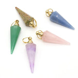 Natural Stone Perfume Bottle Pendant Cone Amethyst/Rose Quartz/Unakite