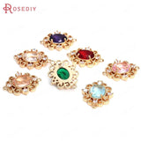 6PCS 17x22MM Brass Zircon Glass Oval Charms Pendants Diy Jewelry Making
