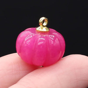 4PC Mini Pumpkin Stone Pendant Crystal Charms DIY Jewelry Making