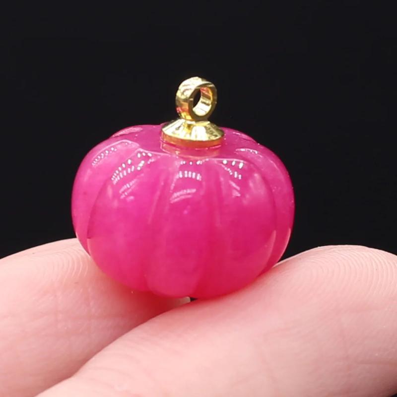 4PC Mini Pumpkin Stone Pendant Crystal Charms DIY Jewelry Making