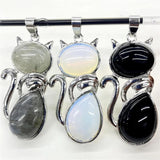 Gem Stone Quartz Crystal Opal Mix Pendant & Cat Charm for Jewelry Making