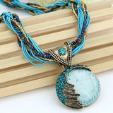 Bohemian Beaded Vintage Turquoise Rhinestone Necklace