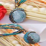 Bohemian Beaded Vintage Turquoise Rhinestone Necklace