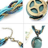 Bohemian Beaded Vintage Turquoise Rhinestone Necklace