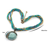 Bohemian Beaded Vintage Turquoise Rhinestone Necklace