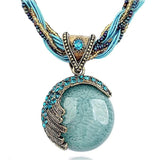 Bohemian Beaded Vintage Turquoise Rhinestone Necklace