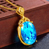 18K Plated Topaz Pendant with Sapphire Necklace
