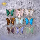5pcs Butterfly Crystal Pendant, Rose Quartz, Healing Crystal Pendant