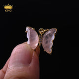 5pcs Butterfly Crystal Pendant, Rose Quartz, Healing Crystal Pendant