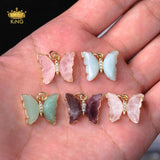5pcs Butterfly Crystal Pendant, Rose Quartz, Healing Crystal Pendant