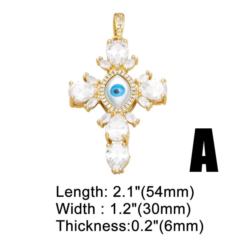 Crystal Cross Pendant Copper Plated Enamel Eye DIY Jewelry