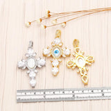 Crystal Cross Pendant Copper Plated Enamel Eye DIY Jewelry