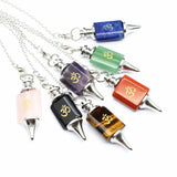 Reiki Om Symbol Crystal Pendulum Dowsing Natural Stone Points Pendant