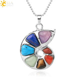 CSJA Spiral Shape Pendant 7 Chakra Necklace Healing Jewelry