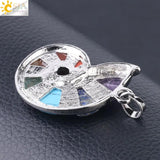 CSJA Spiral Shape Pendant 7 Chakra Necklace Healing Jewelry