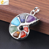 CSJA Spiral Shape Pendant 7 Chakra Necklace Healing Jewelry