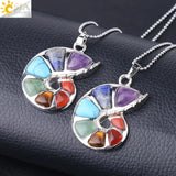 CSJA Spiral Shape Pendant 7 Chakra Necklace Healing Jewelry