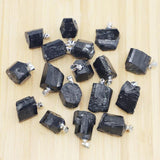 24Pcs Tourmaline Rough Ore Necklaces Pendants Charms DIY Jewelry Making
