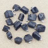 24Pcs Tourmaline Rough Ore Necklaces Pendants Charms DIY Jewelry Making